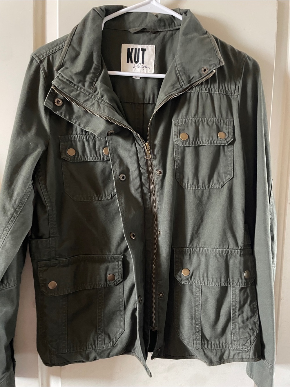 Kut from the Kloth Olive Green Utility Jacket Size Medium